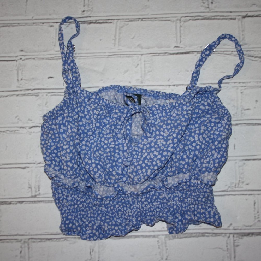 💙🌸 Blue Floral Crop Top · Wild Fable · Size Small